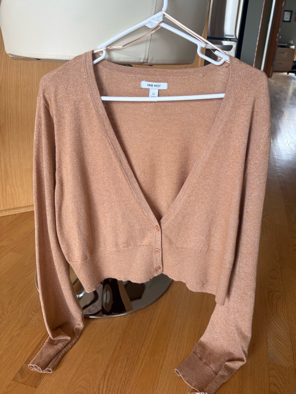 Nine West Cropped Button-Front Cardigan - Warm Tan